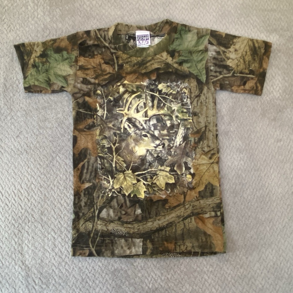 Camo T Shirt Kids Size S Small Short Sleeve Advantage Timber Camouflage Sportex